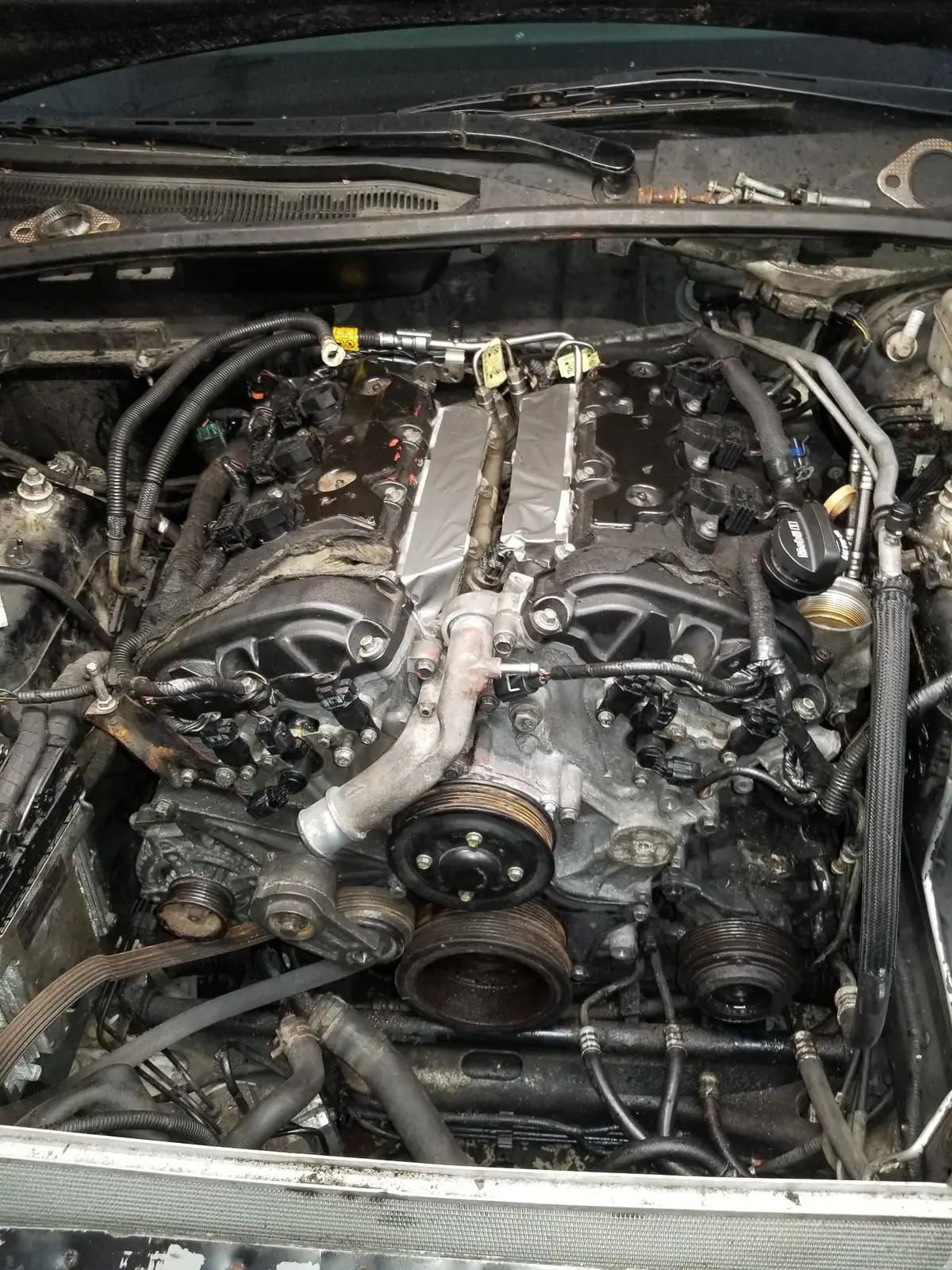 V6 engine bay with the intake removed
