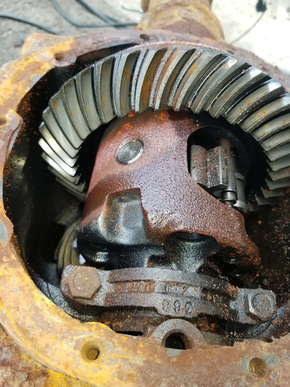 Rusted differential carrier with the cover off